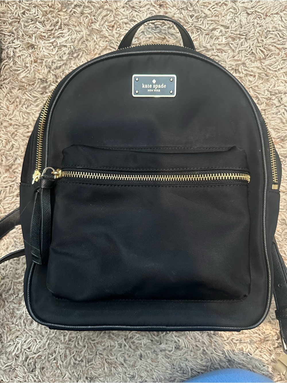 kate spade Black Nylon Backpack with Gold Hardware